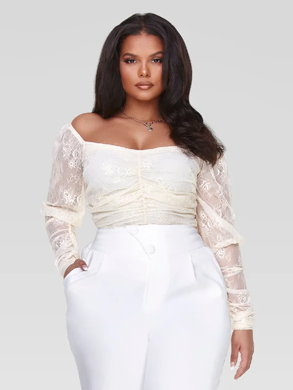 Josslyn Off-The-Shoulder Lace Top Full Lace Dress