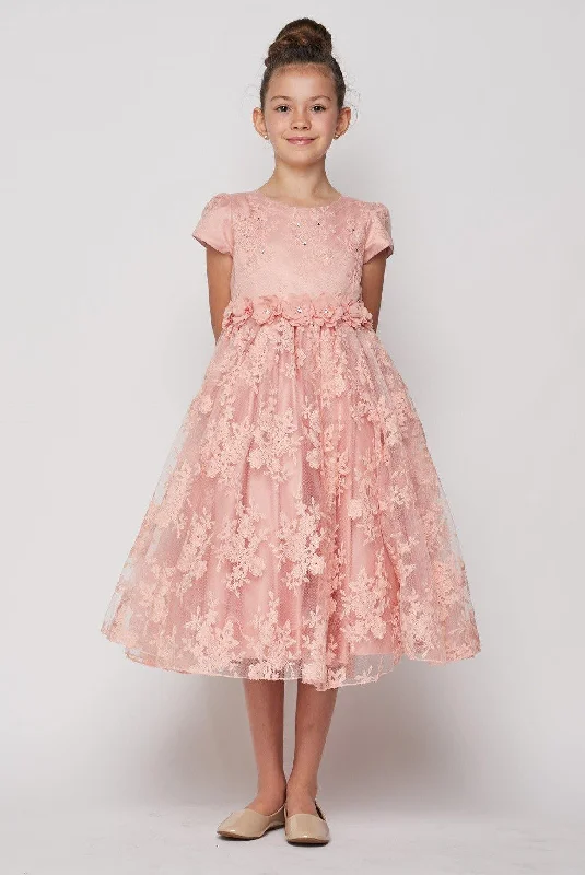 Short Sleeved Lace Flower Girls Dress Lace Dress Set