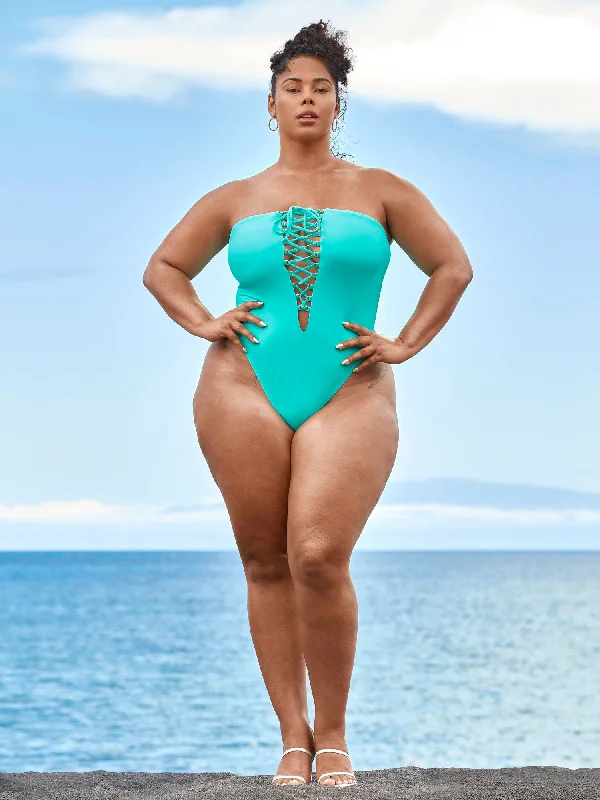 'Agent M' Lace-Up Swimsuit - Tabria Majors X FTF Lace Dress Perfect