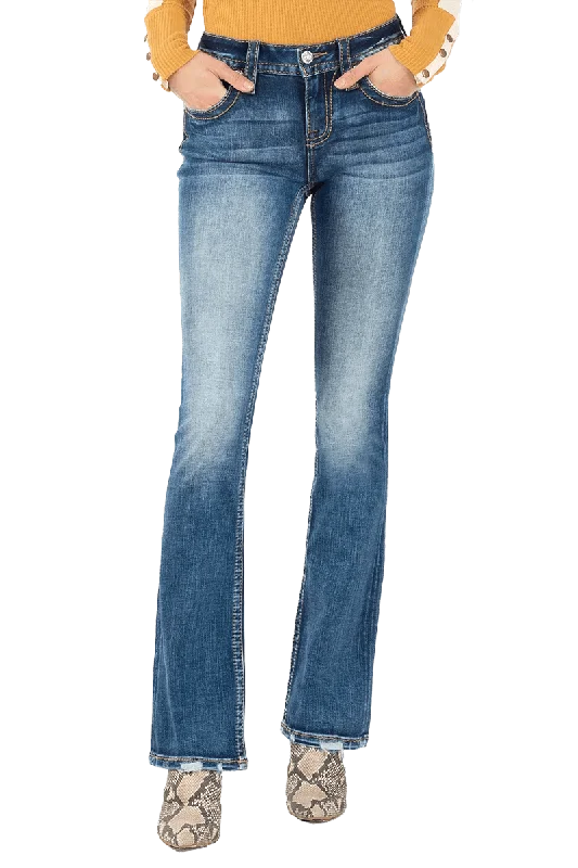 Miss Me Heaven Wing Mid Rise Boot Cut Jeans