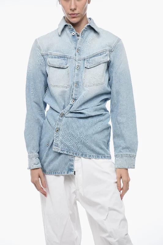 Off-White SEASONAL Denim TOYBOX Jacket with Logo Buttons Women's wedding guest jackets