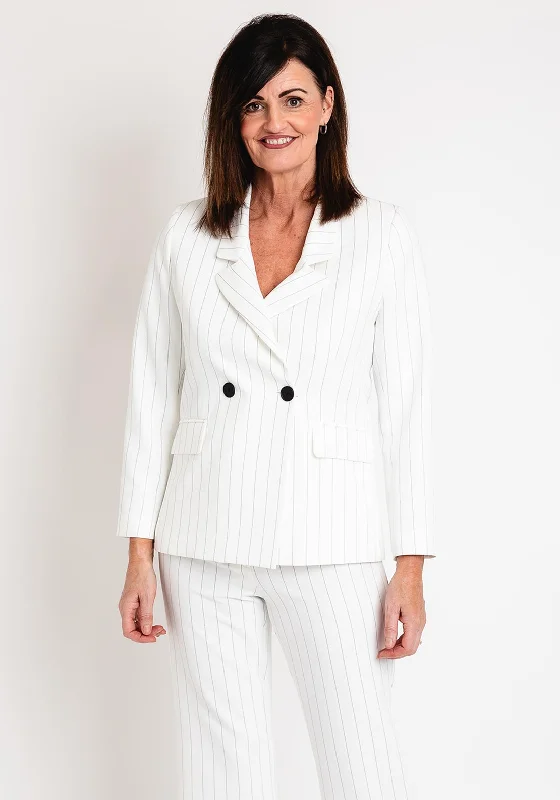 Ella Boo Pinstripe Blazer, White Women's reflective jackets