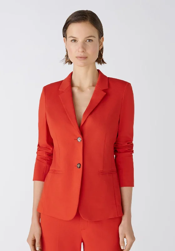 OUI Single Breasted Heavy Jersey Blazer, Red Women's mid-range jackets