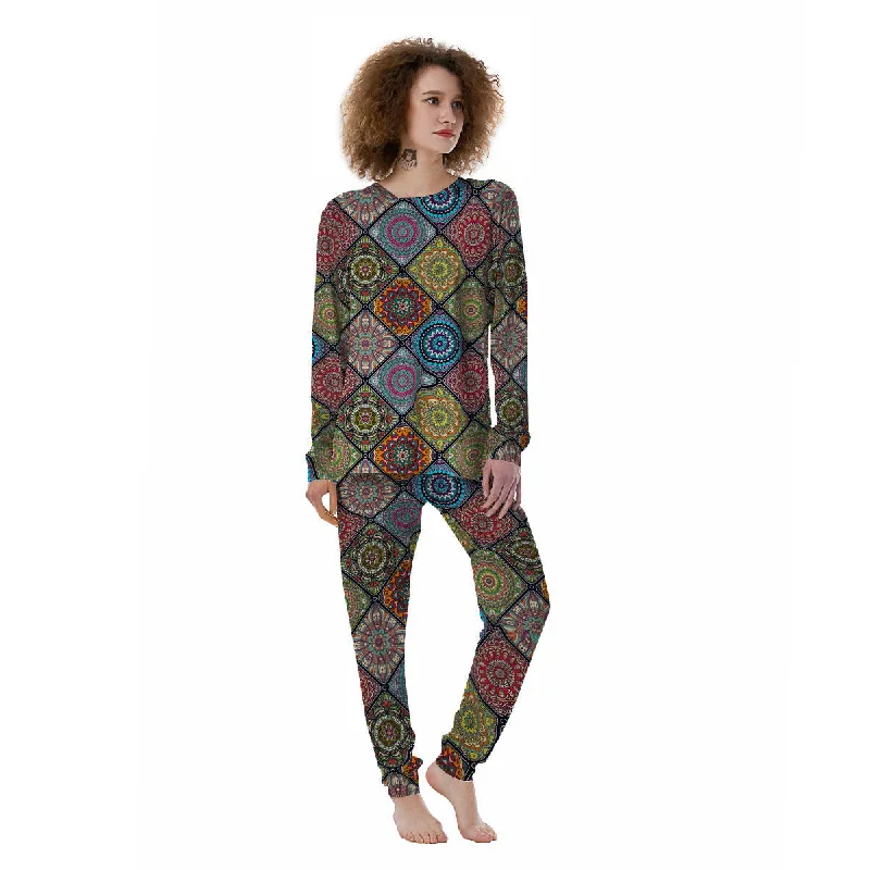 Bohemian Mandala Retro Print Pattern Women's Pajamas Floral pajama sets