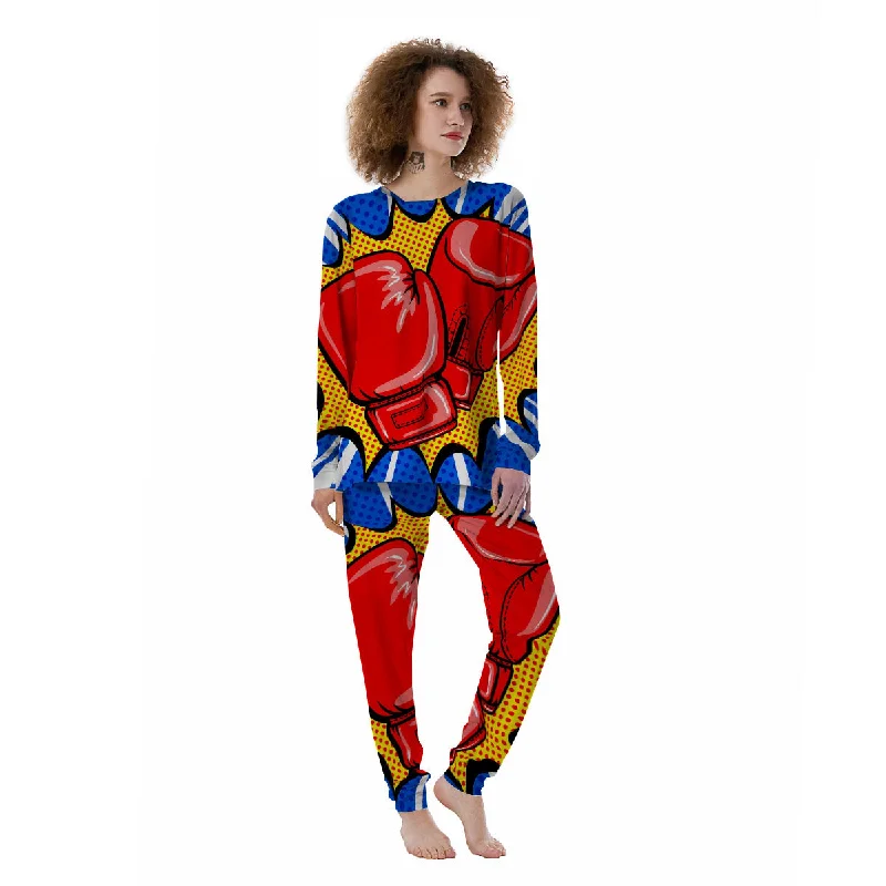 Boxing Gloves Pop Art Print Women's Pajamas Breathable pajama sets