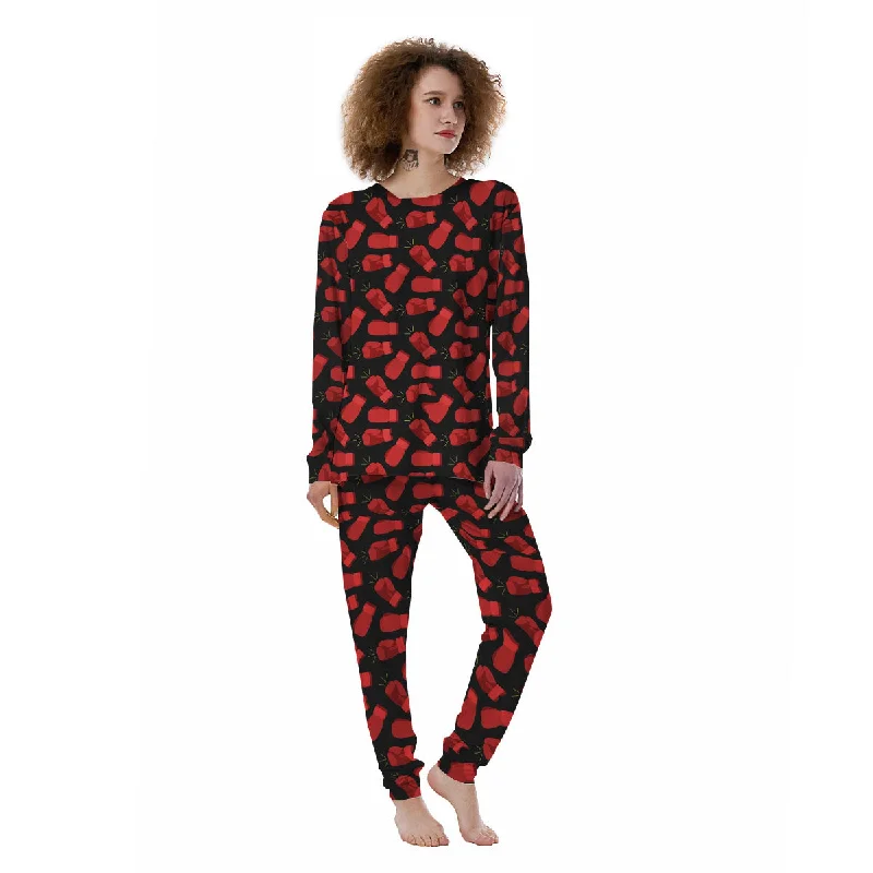 Boxing Gloves Red Print Pattern Women's Pajamas Spring pajama sets