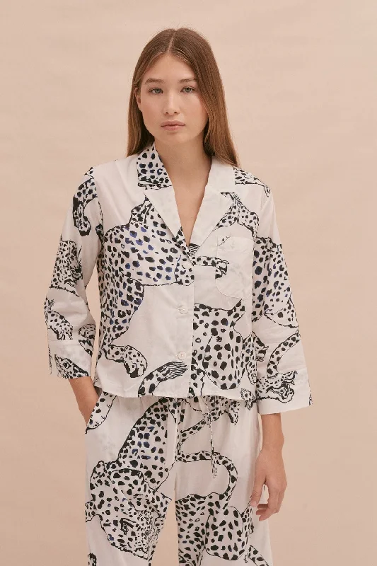 Boxy Shirt Jag Print Cream Matching couple pajama sets