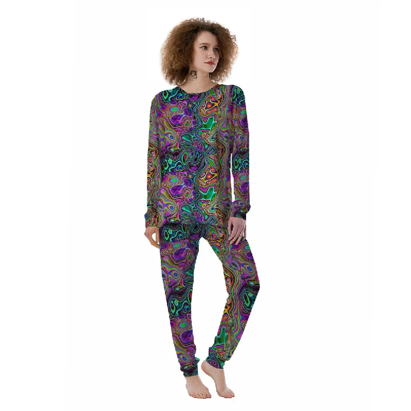 Bubble Psychedelic Print Pattern Women's Pajamas Fleece pajama sets