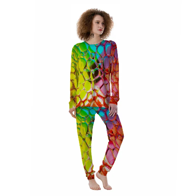 Bubble Soap Psychedelic Print Women's Pajamas Petite pajama sets