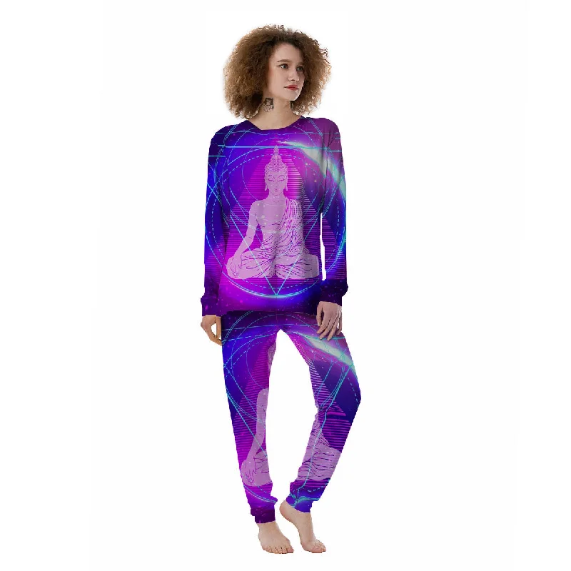 Buddha Teal And Purple Print Women's Pajamas Women's pajama sets