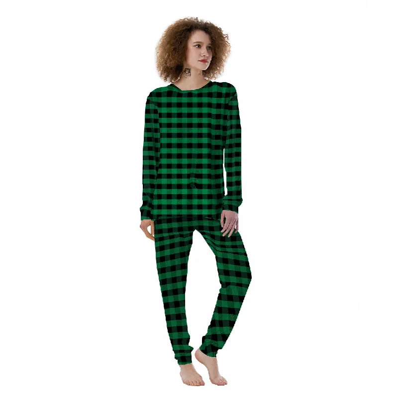 Buffalo Check Green Print Pattern Women's Pajamas Custom pajama sets with names