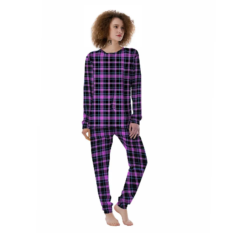 Buffalo Plaid Purple Print Pattern Women's Pajamas Expensive pajama sets