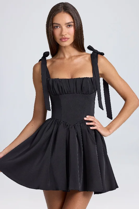 Draped Corset Mini Dress in Black Birthday mini dresses