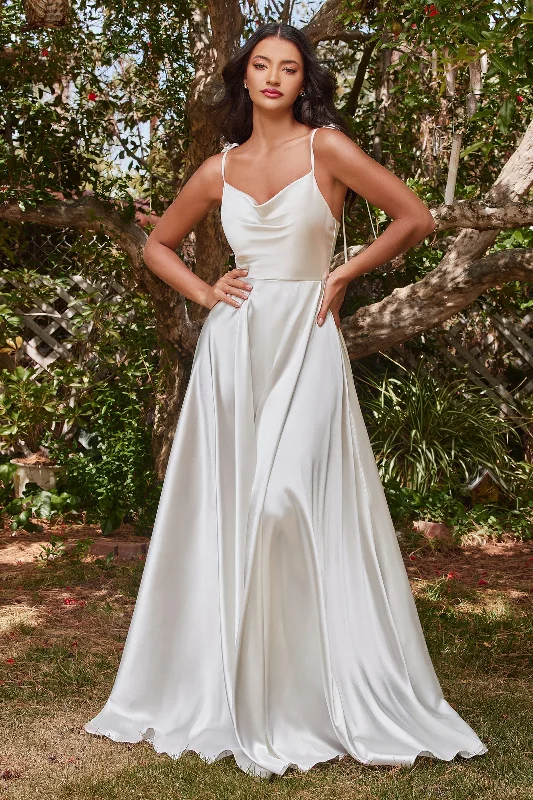 Cinderella Divine BD104W: Radiate Starlike Elegance in a Captivating Cowl Neckline Dress Sparkling Wedding Dress