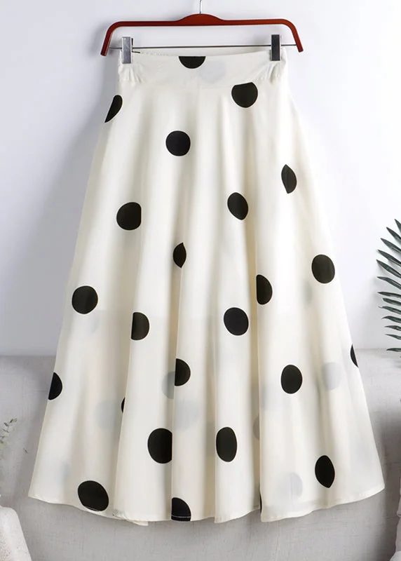 Elegant Apricot Dot High Waist Chiffon A Line Skirt Summer Winter unclassified skirts