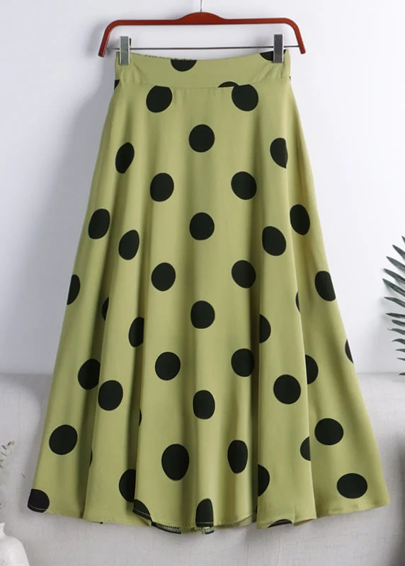 Green Dot High Waist Chiffon A Line Skirt Summer Trendy new unclassified skirts