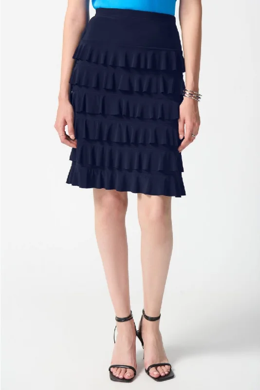 Joseph Ribkoff Tiered Ruffles Pull On A-Line Skirt 242044 Formal unclassified skirts