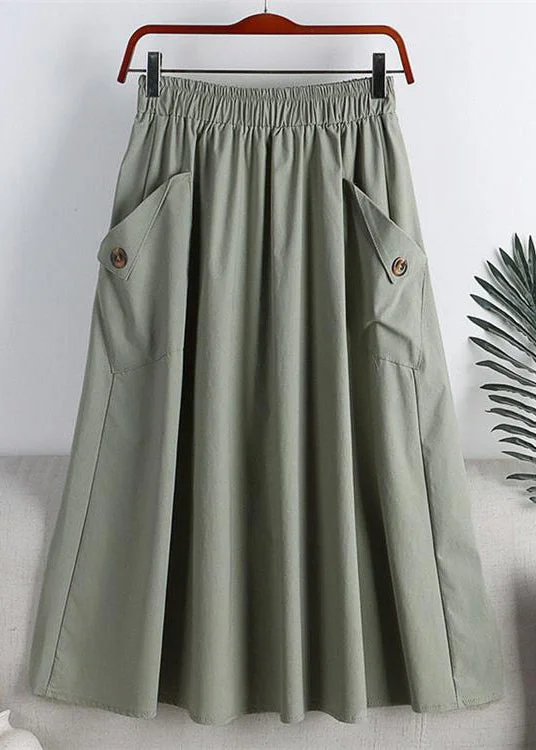 Light Green Elastic Waist Faux Leathe A Line Skirts Summer Anniversary unclassified skirts