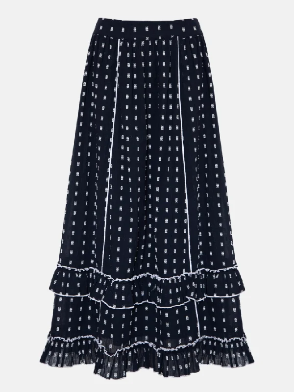 Loretta Skirt in Navy Polka Long unclassified skirts