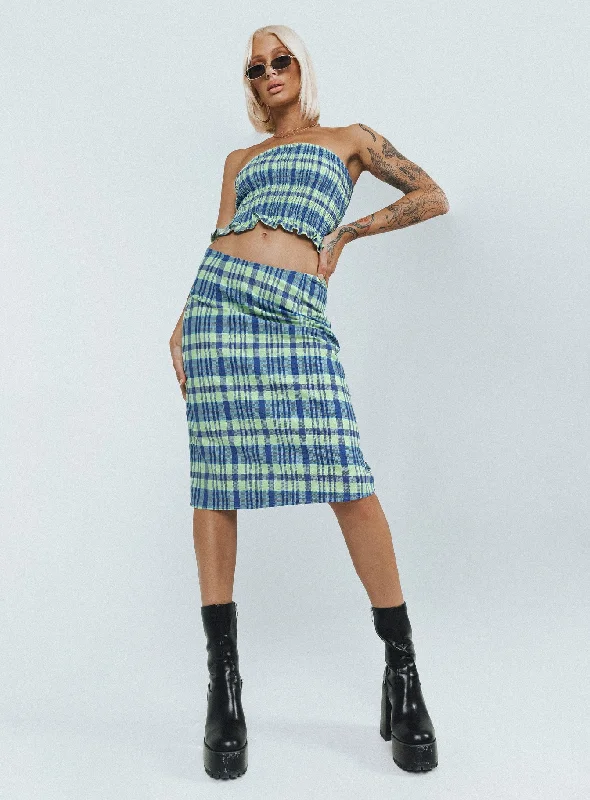 Motel Harriet Skirt Colourpop Check Blue Discounted unclassified skirts