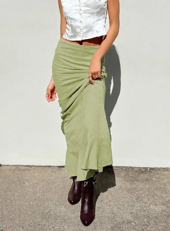 Raven Mid Rise Skirt Sage Date night unclassified skirts