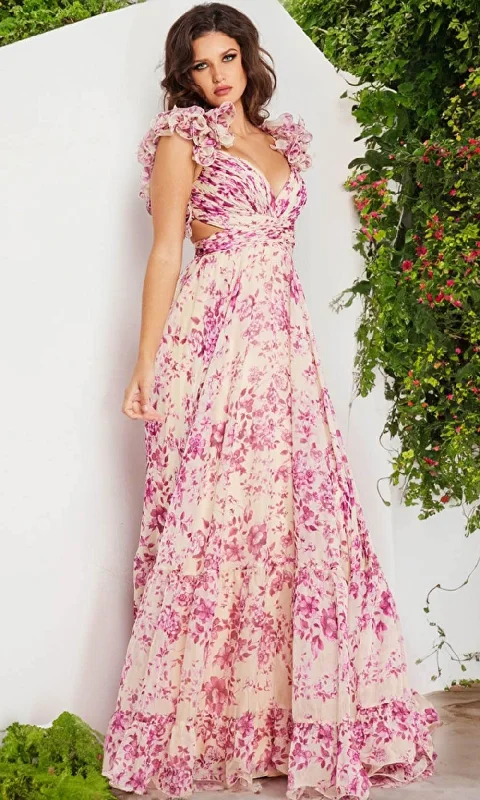 Jovani 24139 - Ruffled Floral Print Gown Best party dresses for formal events