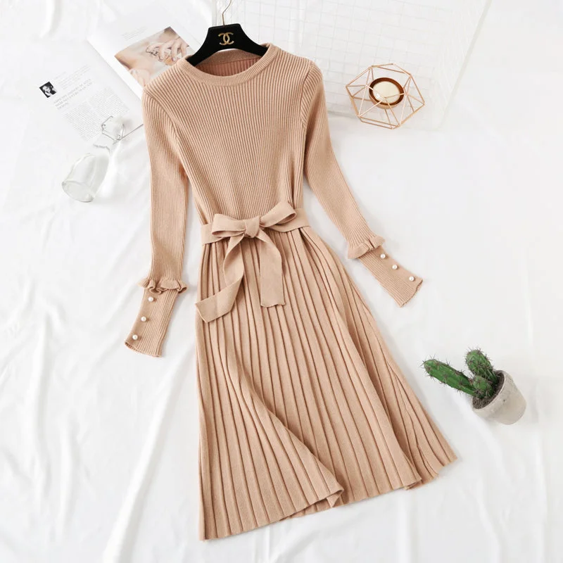 Celebrity style long sleeve knitted dress  3927 Flattering maxi dresses for all body types