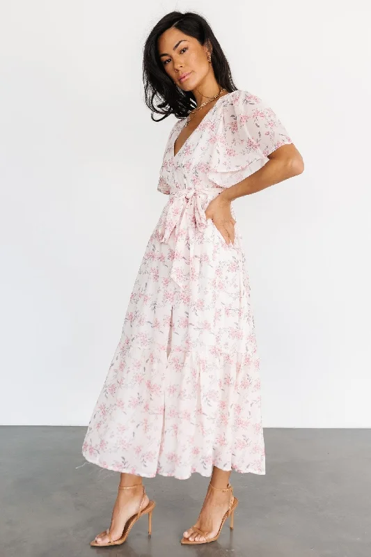 Iris Midi Dress | Blush Floral Lightweight midi dresses for hot weather