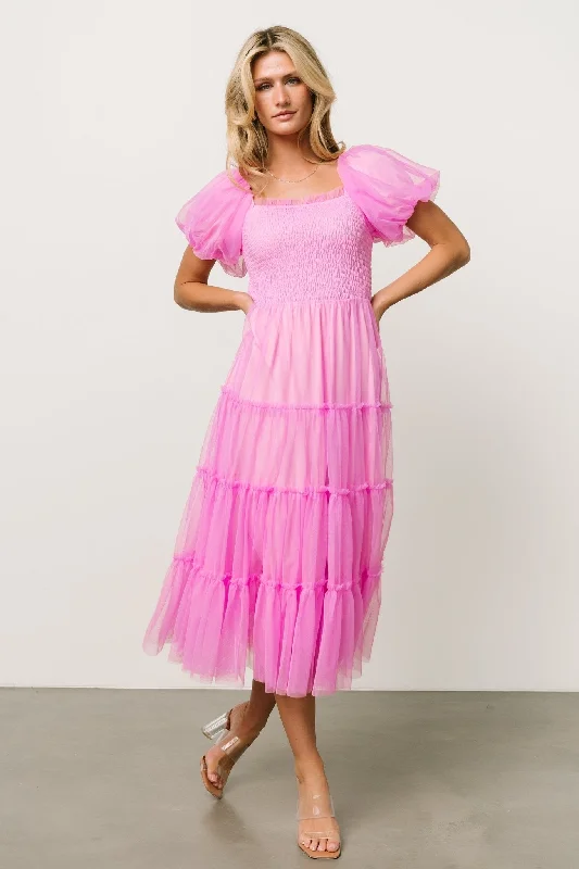 Liv Tulle Midi Dress | Pink Luxury midi dresses