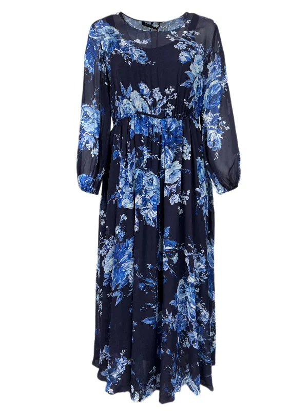 Marina Rinaldi Women's Blue Devoto Floral Printed Viscose Maxi Dress NWT Lightweight maxi dresses for hot weather