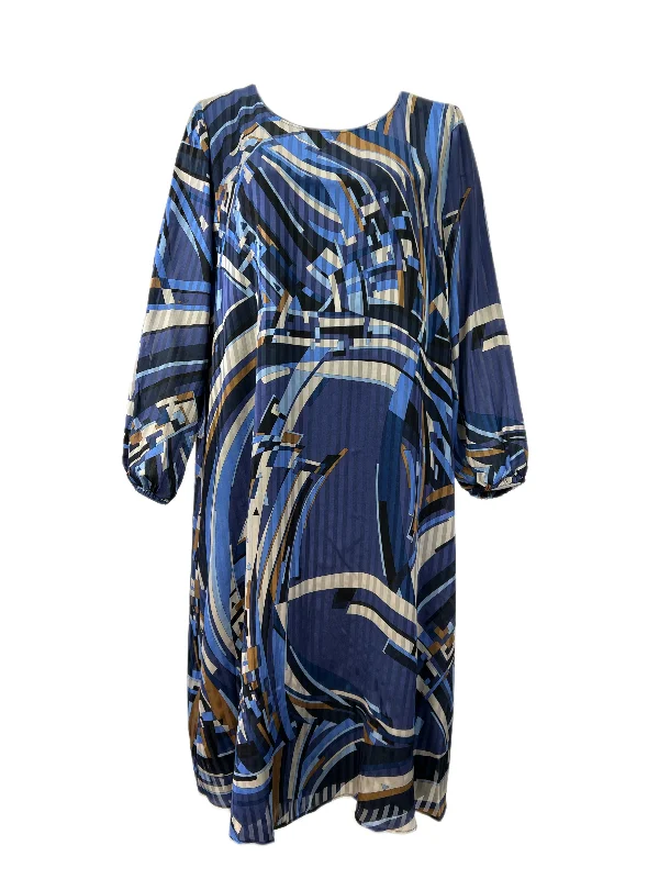 Marina Rinaldi Women's Blue Dicembre Long Sleeve Silk Dress NWT Goth maxi dresses