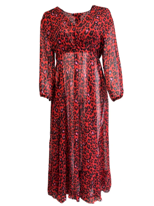 Marina Rinaldi Women's Red  Dolcezza Animal Print Silk Maxi Dress NWT Best maxi dresses for formal events