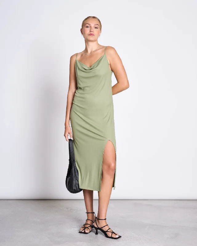 MIDI DRESS HELEN PALE OLIVE Holiday midi dresses