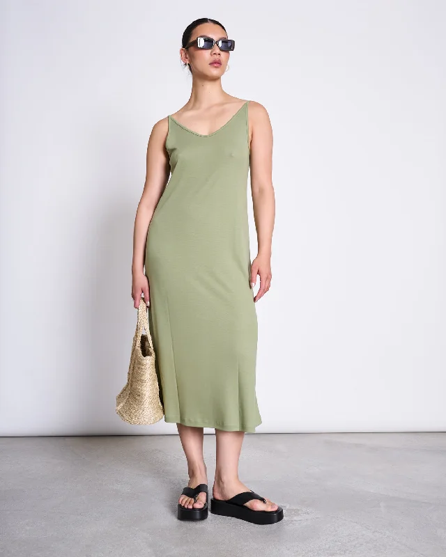 MIDI DRESS TRIANGLE PALE OLIVE Glamorous midi dresses