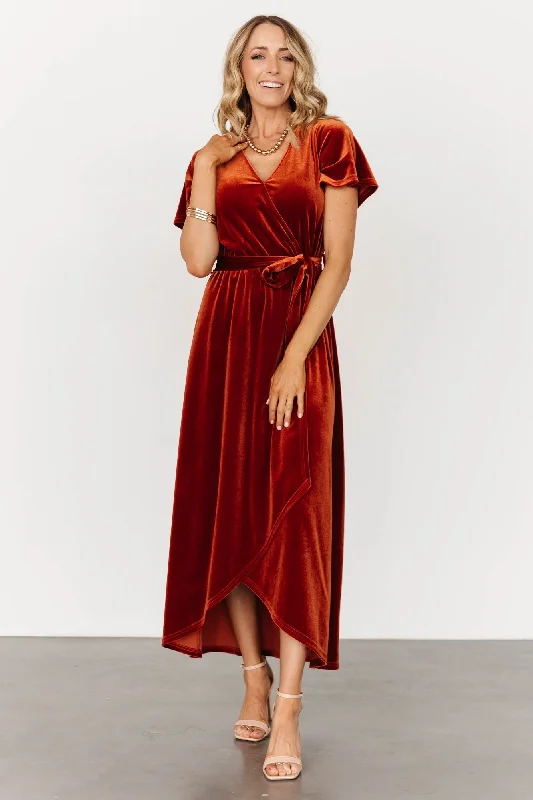 Nadine Velvet Midi Dress | Rust Chic midi dresses