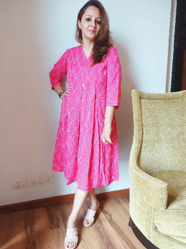 Pink Ikat Cotton Midi Dress Best midi dresses for date night