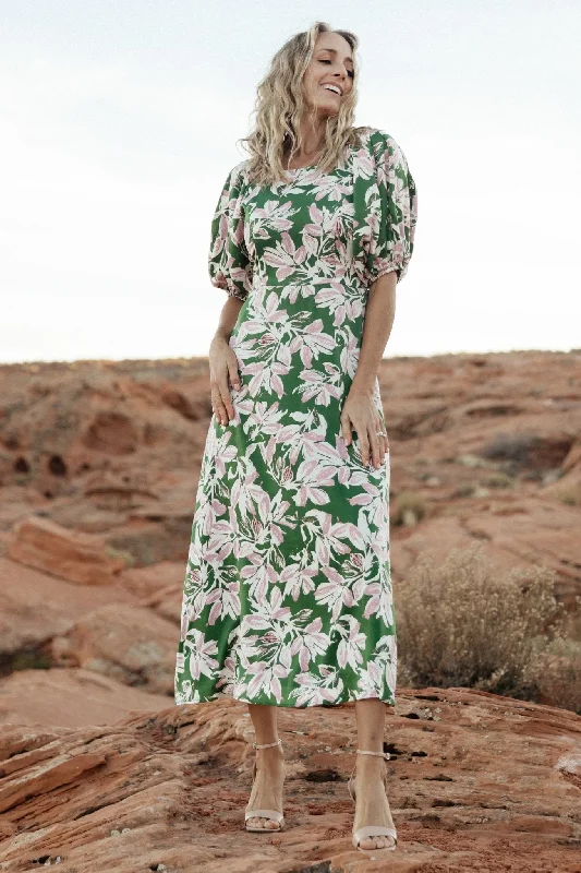 Tucson Midi Dress | Green + Pink Sequin midi dresses