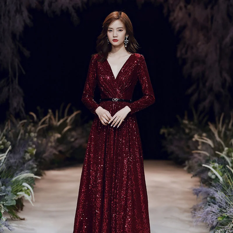 Wine Red Temperament Host Dress Annual Meeting Long Best maxi dresses for elegant looks