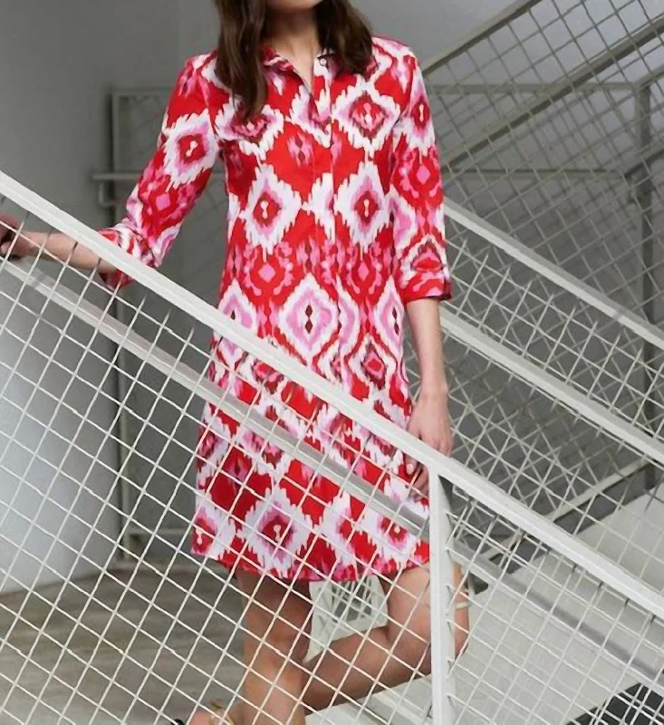 Adriana Dress In Ikat Red A-line unclassified dresses