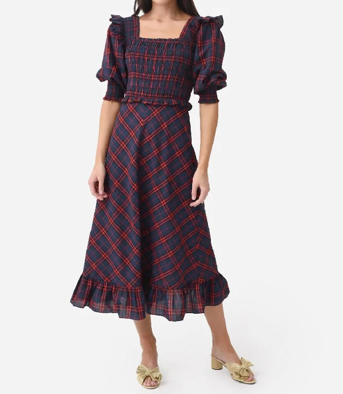 Annie Dress In Navy & Red Plaid Fashionable unclassified dresses