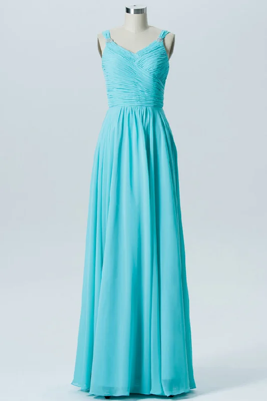 Aqua Blue Rhinestone Straps Bridesmaid Dress Everyday wear unclassified dresses