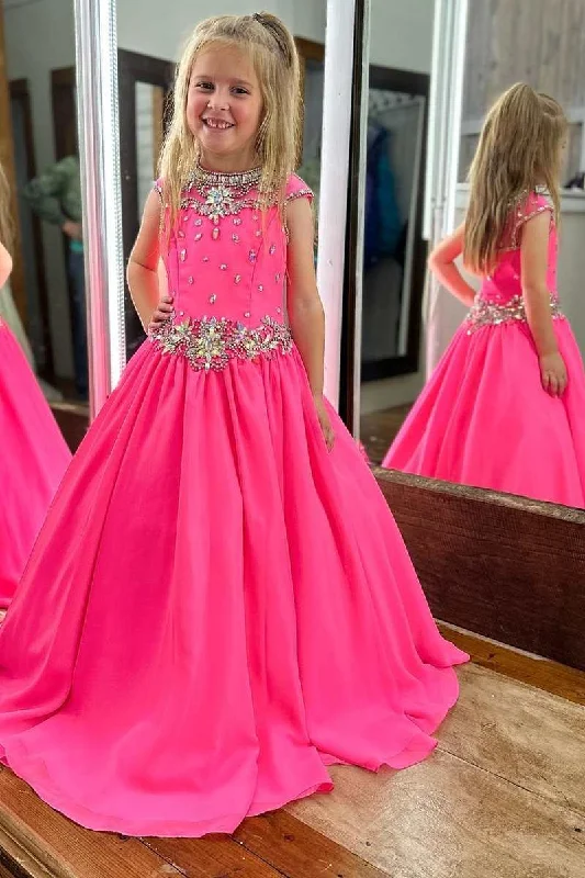 Barbie Pink Beaded Cap Sleeve Girl Pageant Dress Floral unclassified dresses