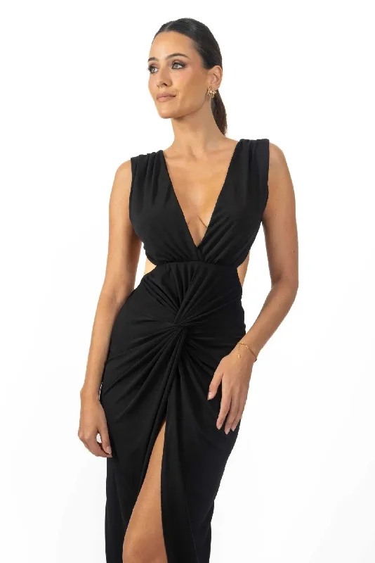 Bonnie Women's Backless Dress In Black Flowy unclassified dresses