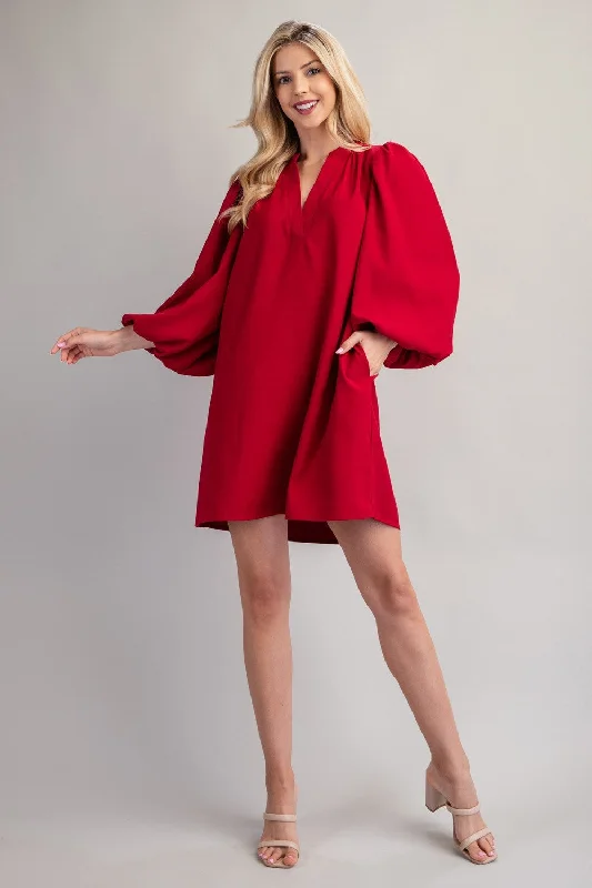 Bozeman V-Neck Balloon Sleeve Dress Comfortable unclassified dresses