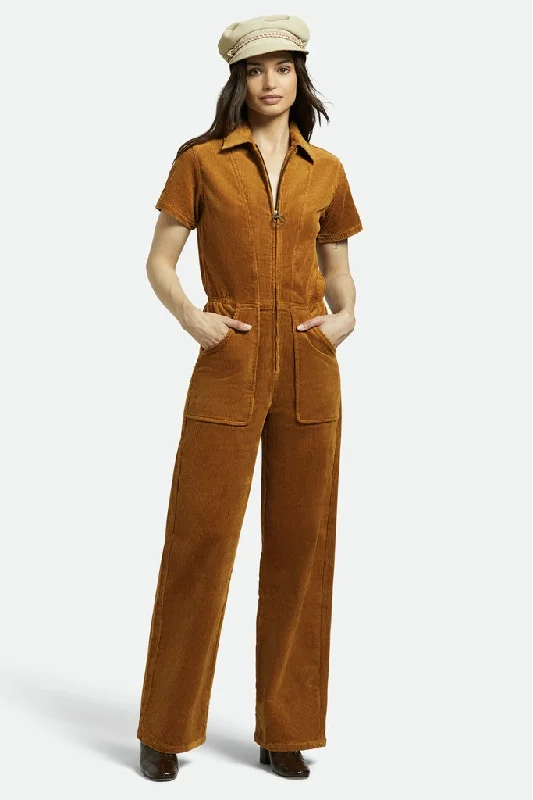 Brixton Utility Jumpsuit Golden Brown Cord Elegant evening unclassified dresses