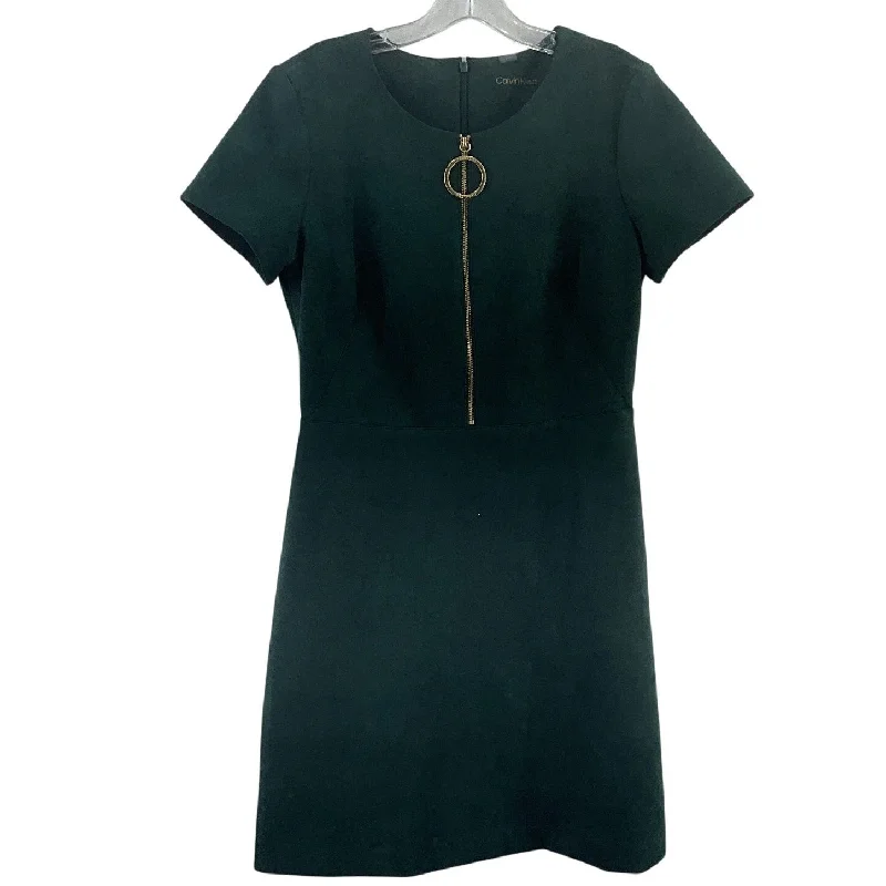 Calvin Klein Green Faux Suede A-Line Dress Women’s 8 Polyester Blend Preowned Boho unclassified dresses