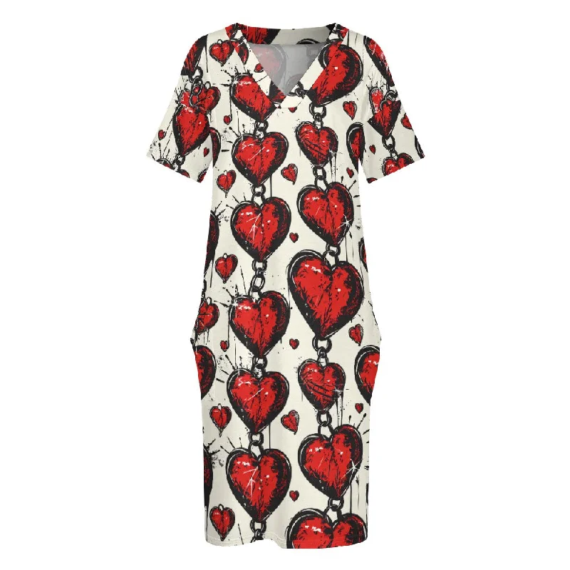 Chained Hearts Loose Dress With Pockets Spring unclassified dresses