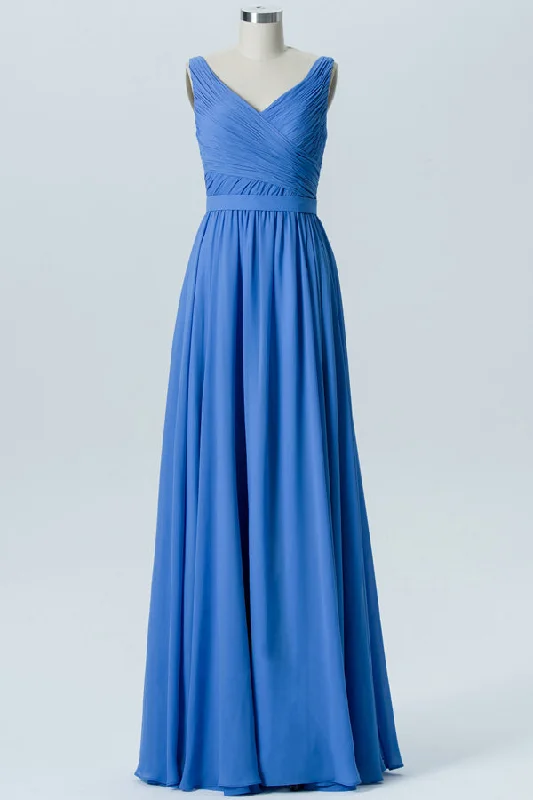 Cobalt Blue Chiffon Sleeveless Bridesmaid Dress Tulle unclassified dresses