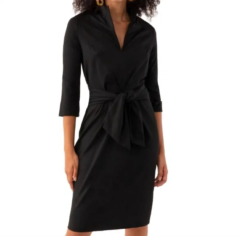 Dapper Dress In Solid Black Wrap unclassified dresses