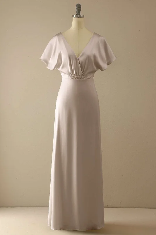 Elegant Champagne V-Neck Ruffled Bridesmaid Dress Fashionable unclassified dresses